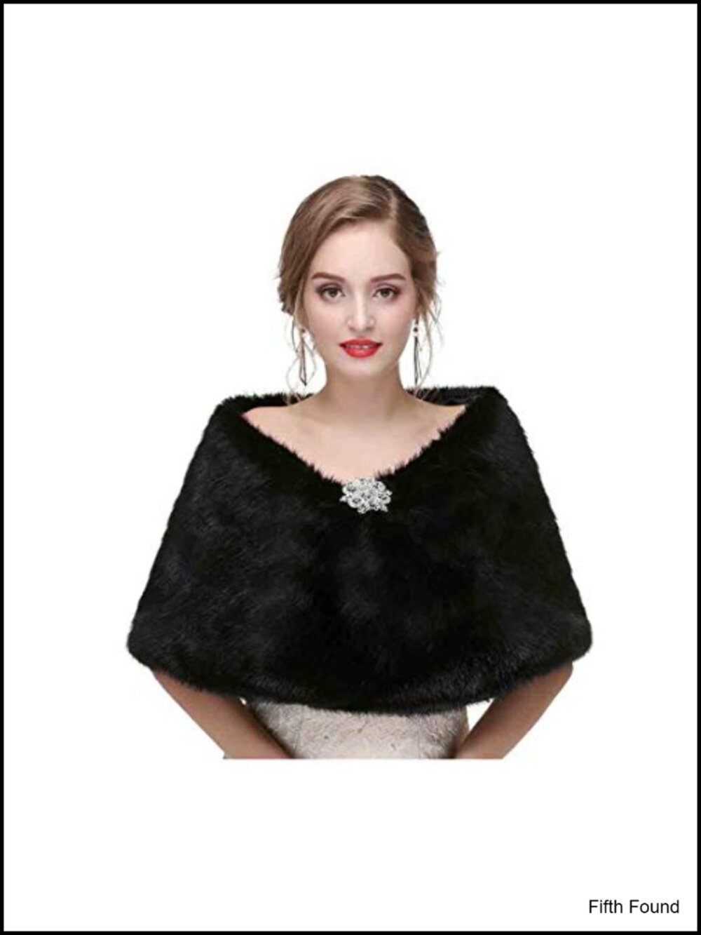 Faux Fur Wedding Shawl Wrap Sleeveless Stole Capelet with Clasp